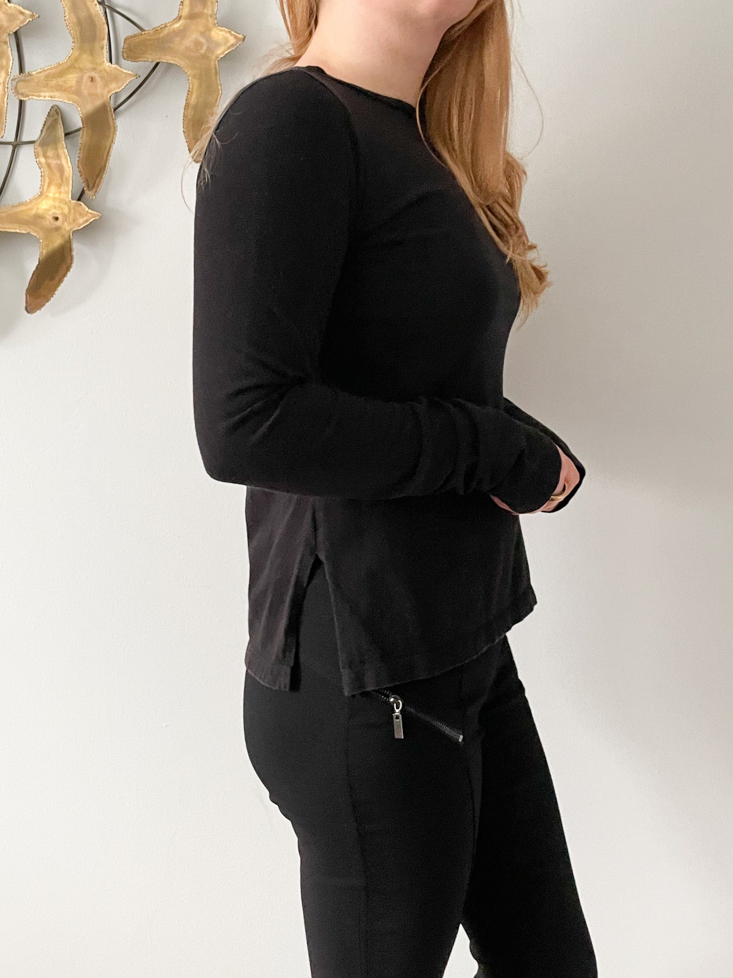 Rigo Black Basic Long Sleeve Top - Small