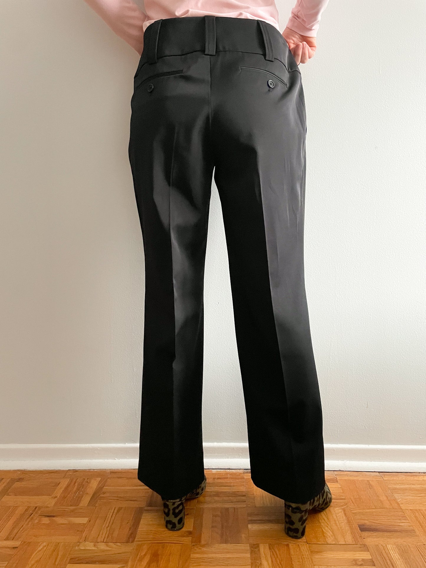 Marc Aurel Black Piped Wide Leg High Rise Trouser Pants - XL