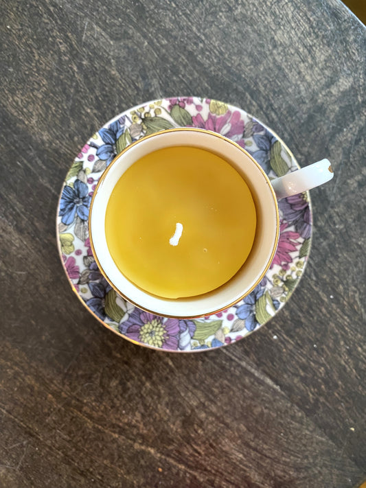 Teacup Beeswax Candle Royal Albert Camelot Demitasse Pattern