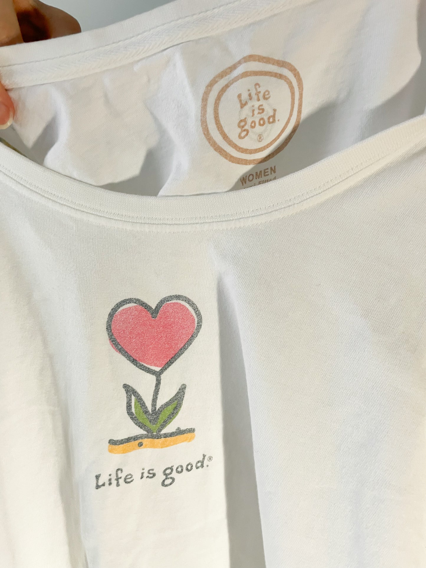 Life Is Good White Cotton Graphic Tank Top - Medium