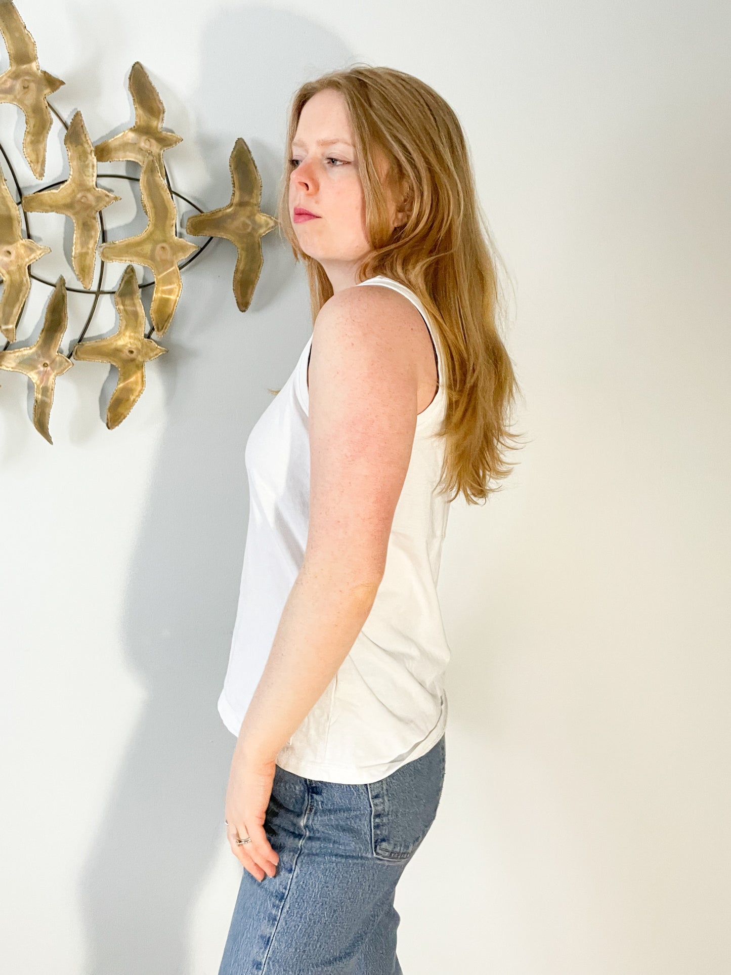 Life Is Good White Cotton Graphic Tank Top - Medium