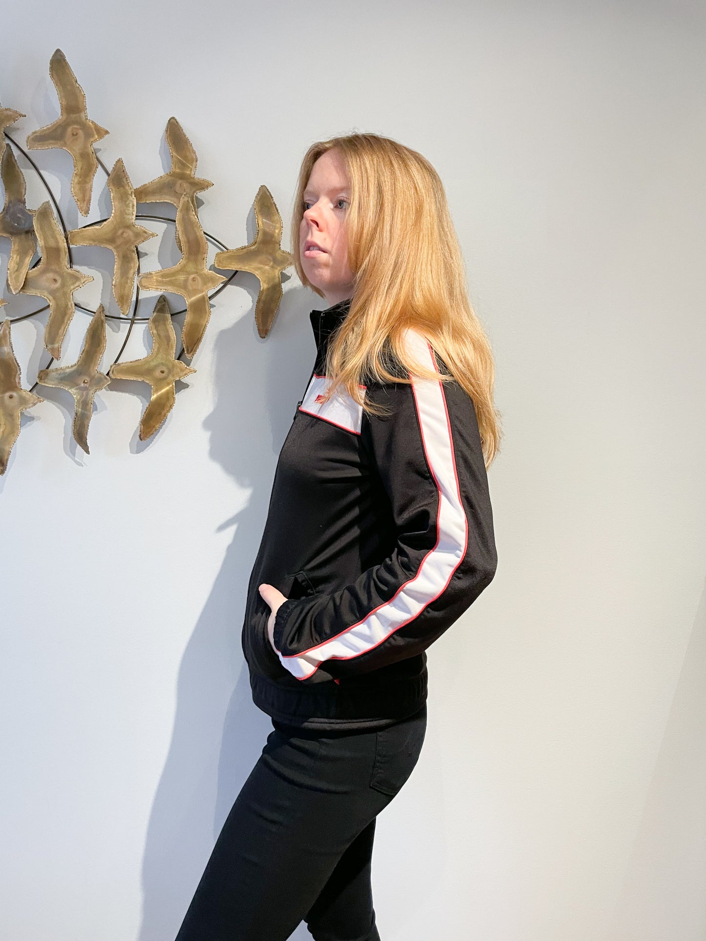 PUMA Black Red Piped Iconic Zipper Track Jacket - Large