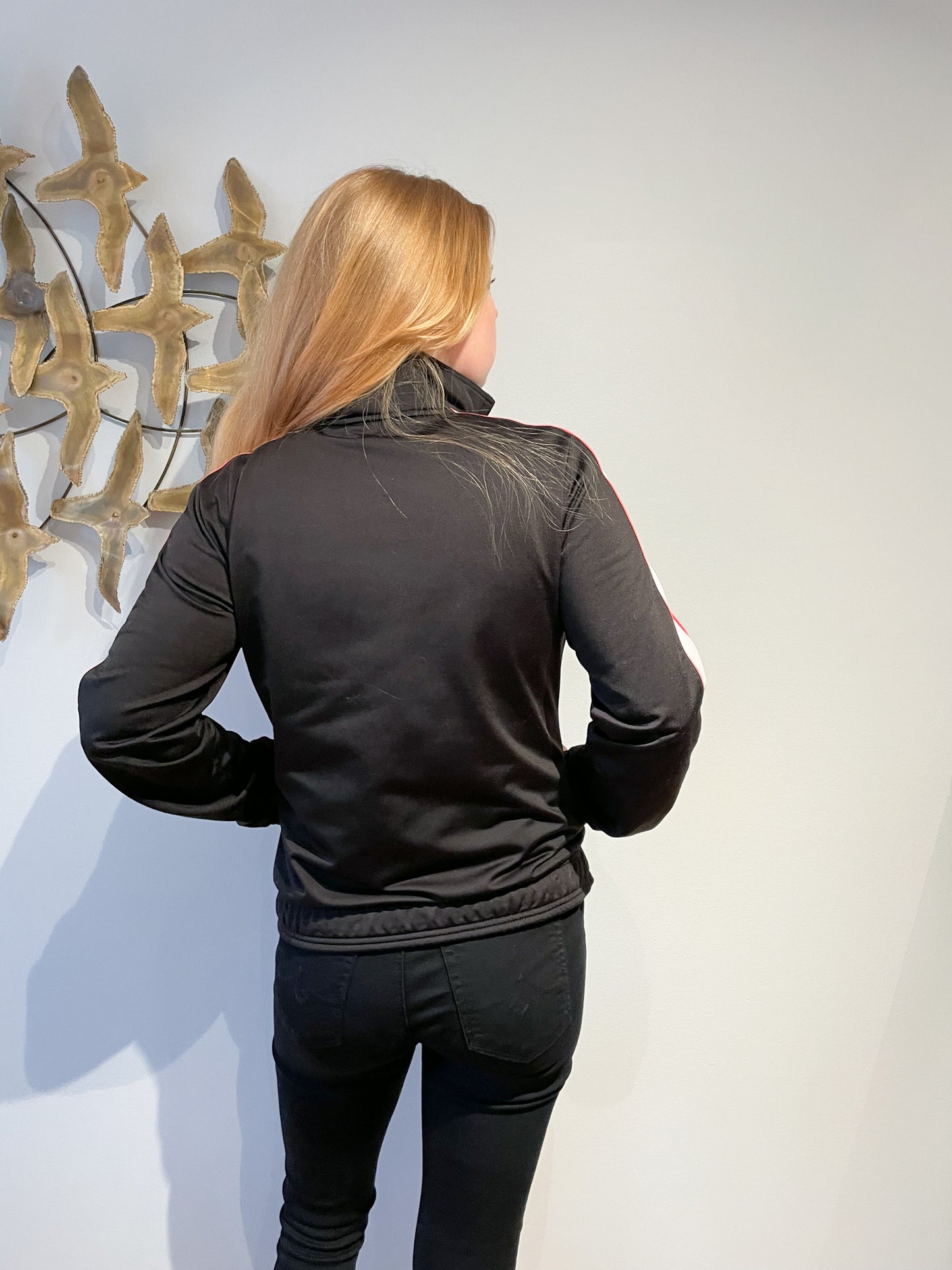 PUMA Black Red Piped Iconic Zipper Track Jacket - Large