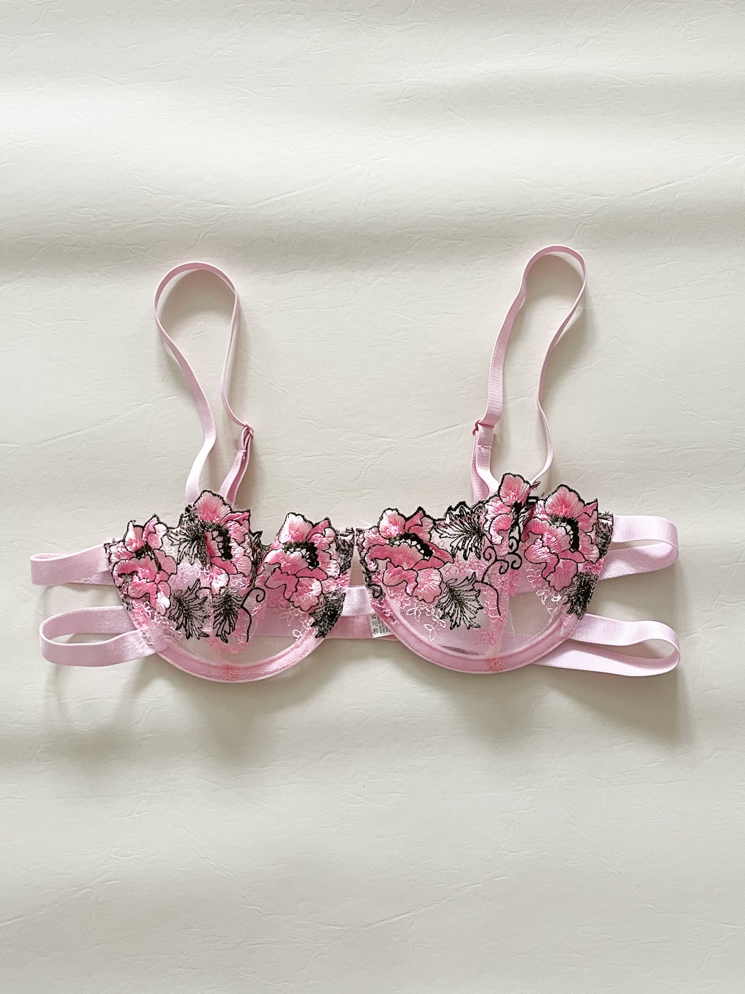 Pink Floral Sheer Lace Corset Bra Top - Small – Le Prix Fashion