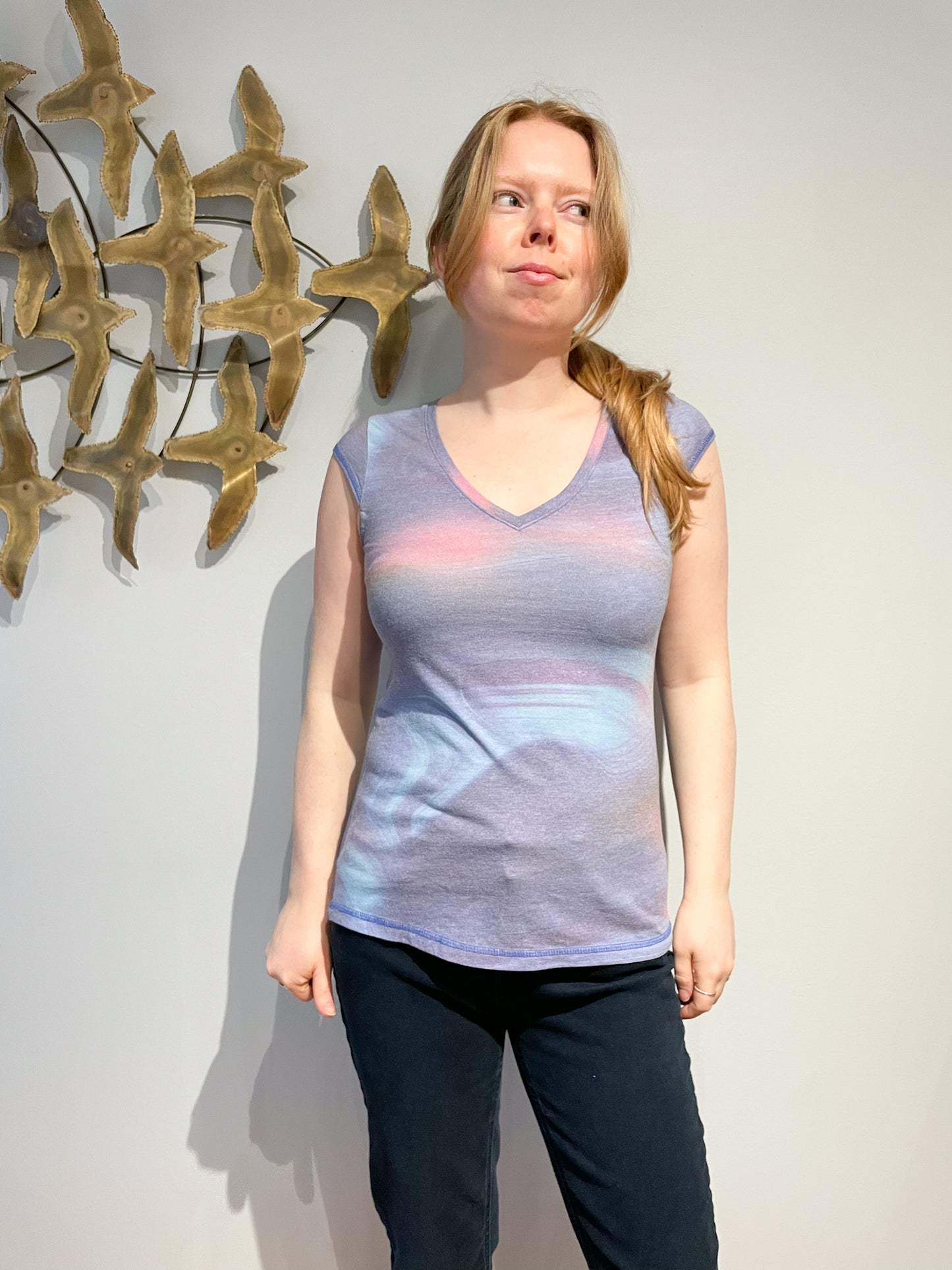 The North Face Botanical Tie-Dye Marble V-Neck Tee - Small