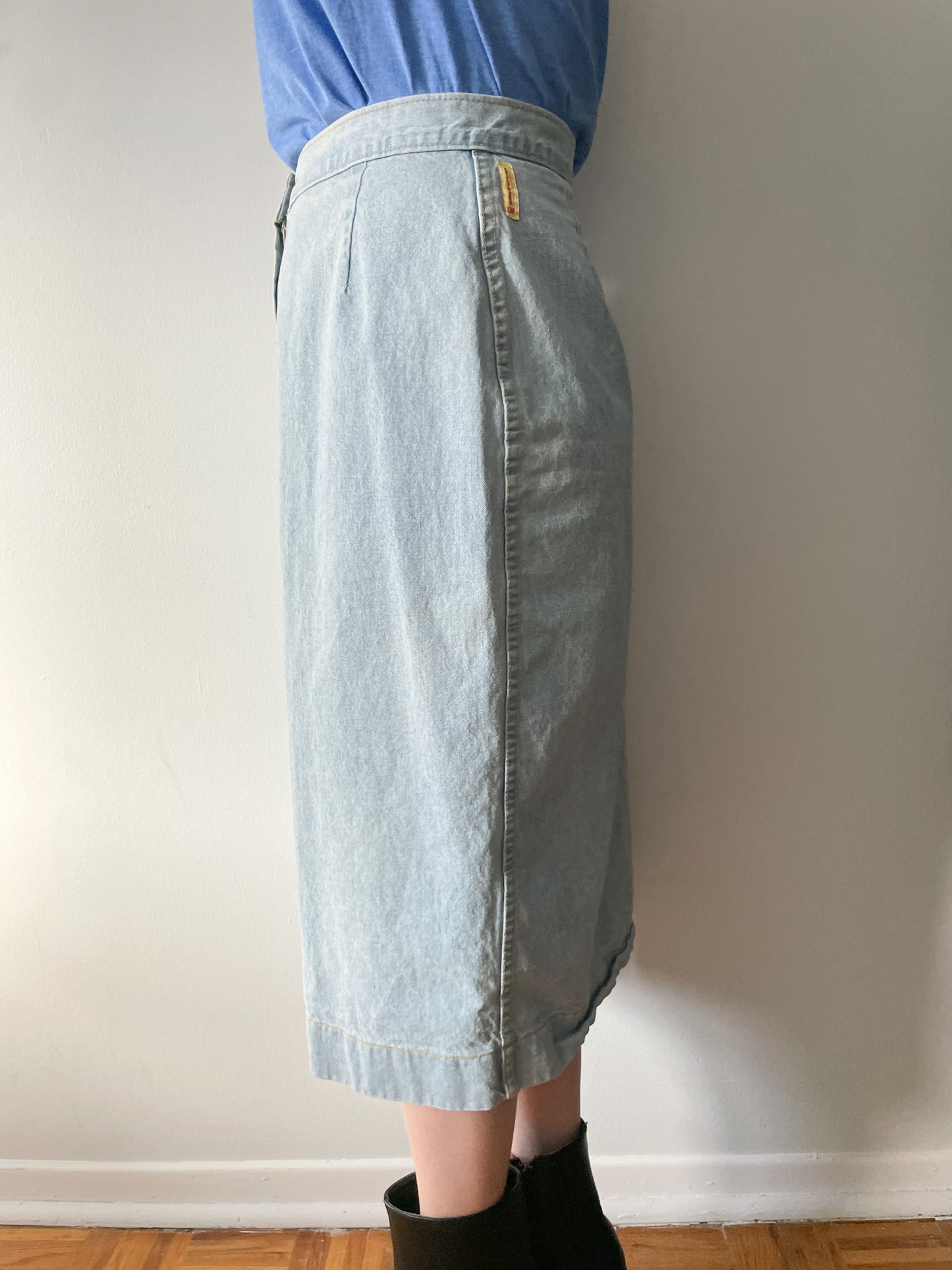Vintage Hollywood Era Midi Denim Skirt - Medium
