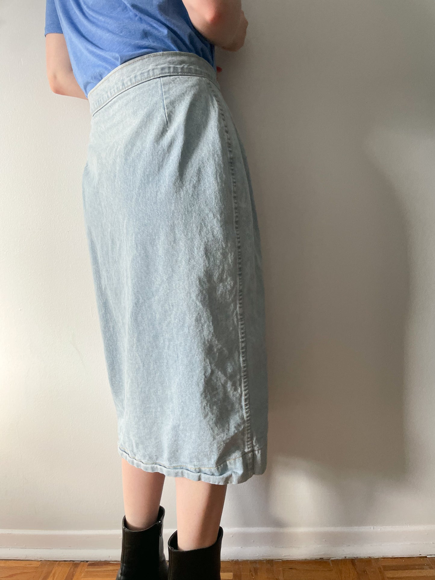 Vintage Hollywood Era Midi Denim Skirt - Medium