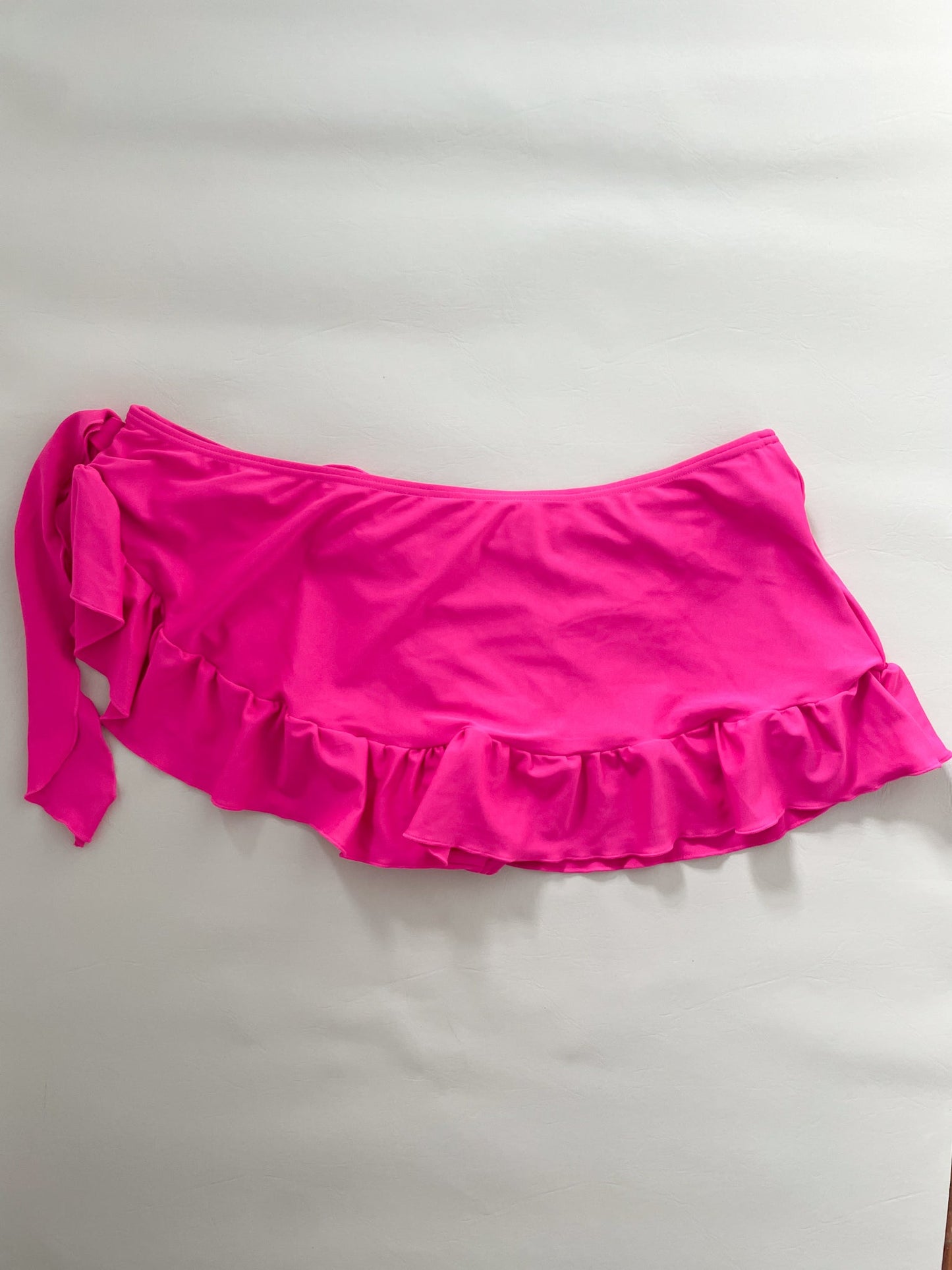 Fuschia Ruffle Hem High Rise Bikini Bottoms - L/XL