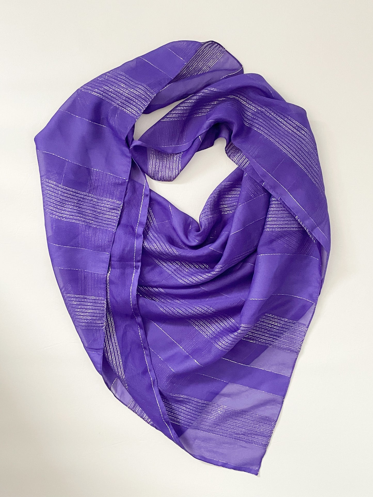 Purple Silver Stripe Square Scarf