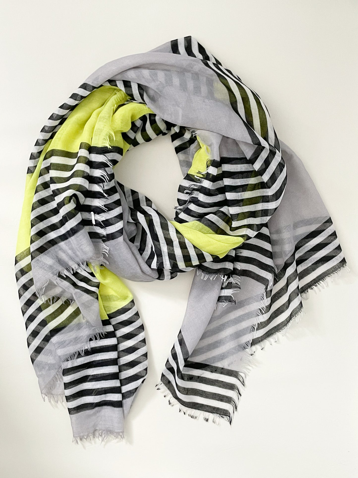 Black Yellow Semi Sheer Scarf Cover Up