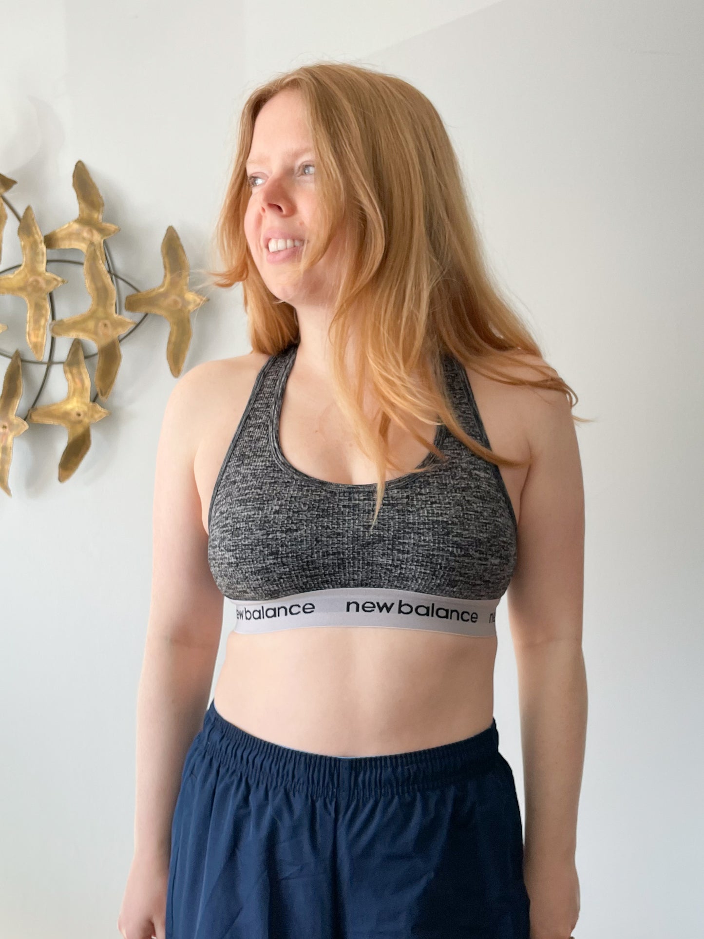 New Balance Heathered Grey Racerback Sports Bra - Small