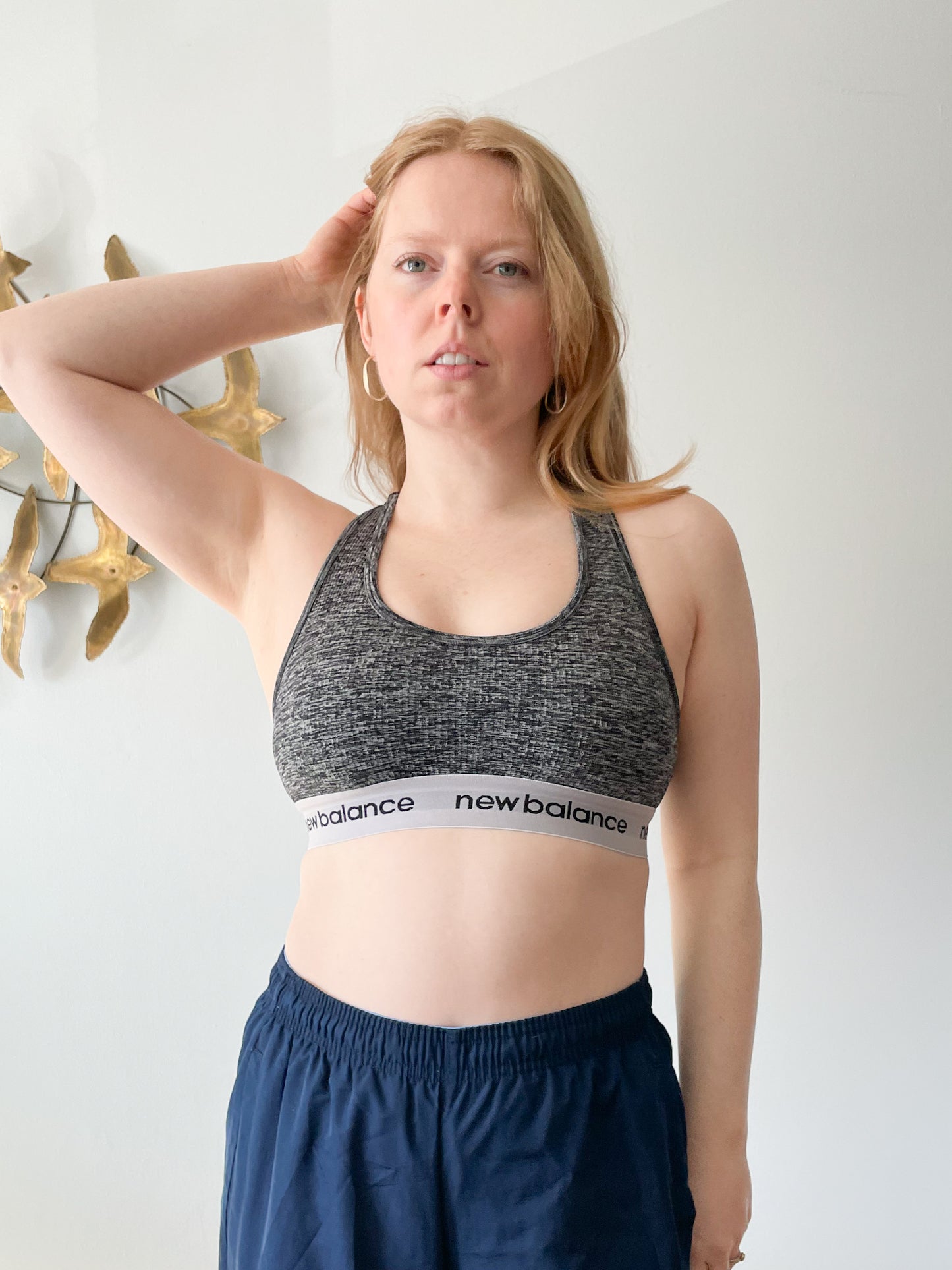 New Balance Heathered Grey Racerback Sports Bra - Small