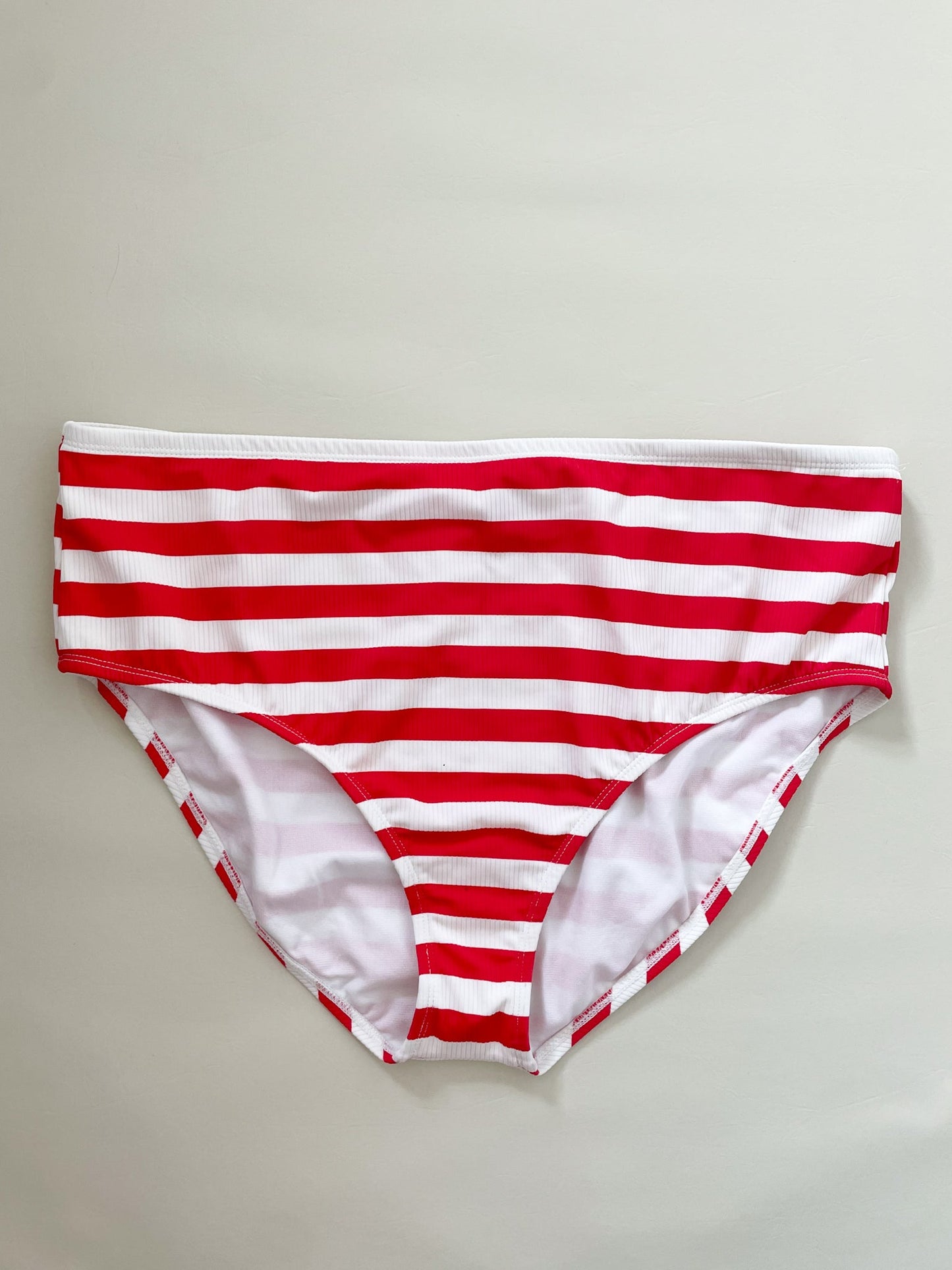 California Sunshine Red and White Striped High Waist Bikini Bottoms NWT - 3X