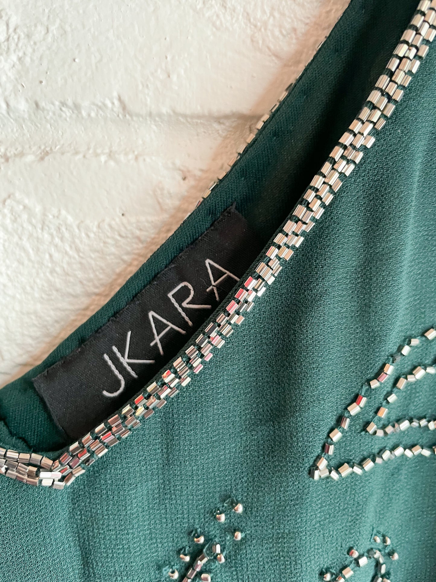 Jkara Hunter Green Beaded Long Dress NWOT - Size 20