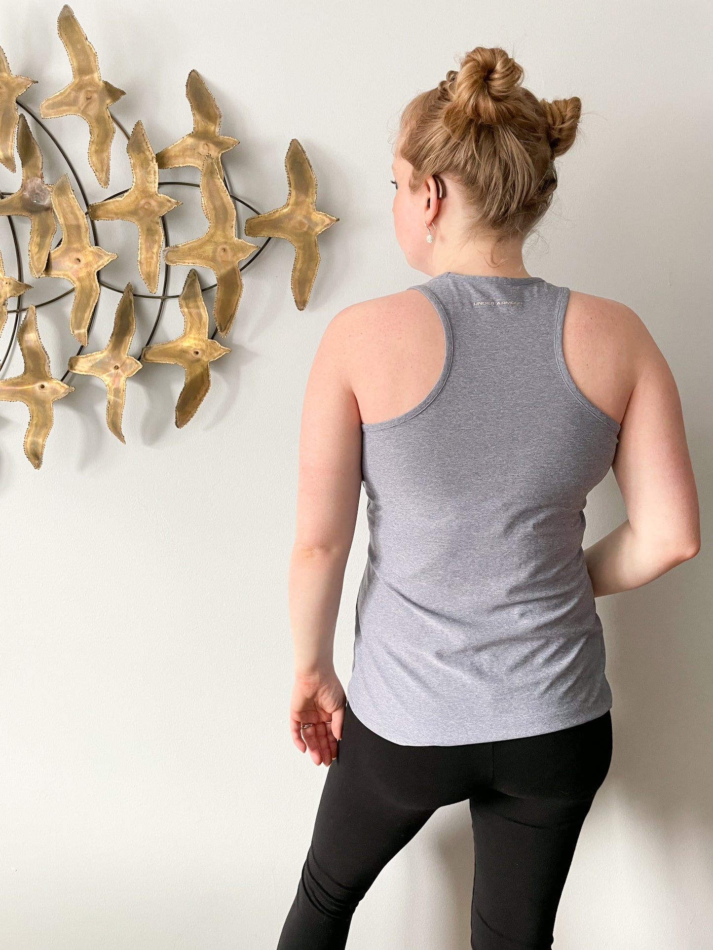 Under Armour Blue Grey Heat Gear Racerback Workout Top - Medium