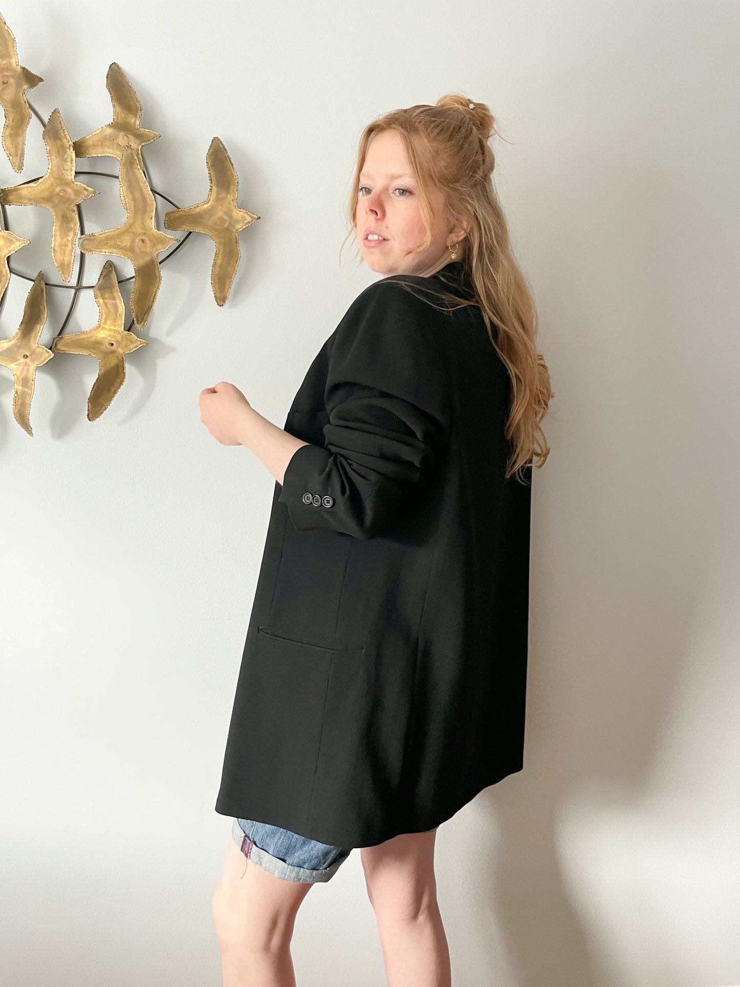 Caramelo Black Long Suit Blazer - Extra Large