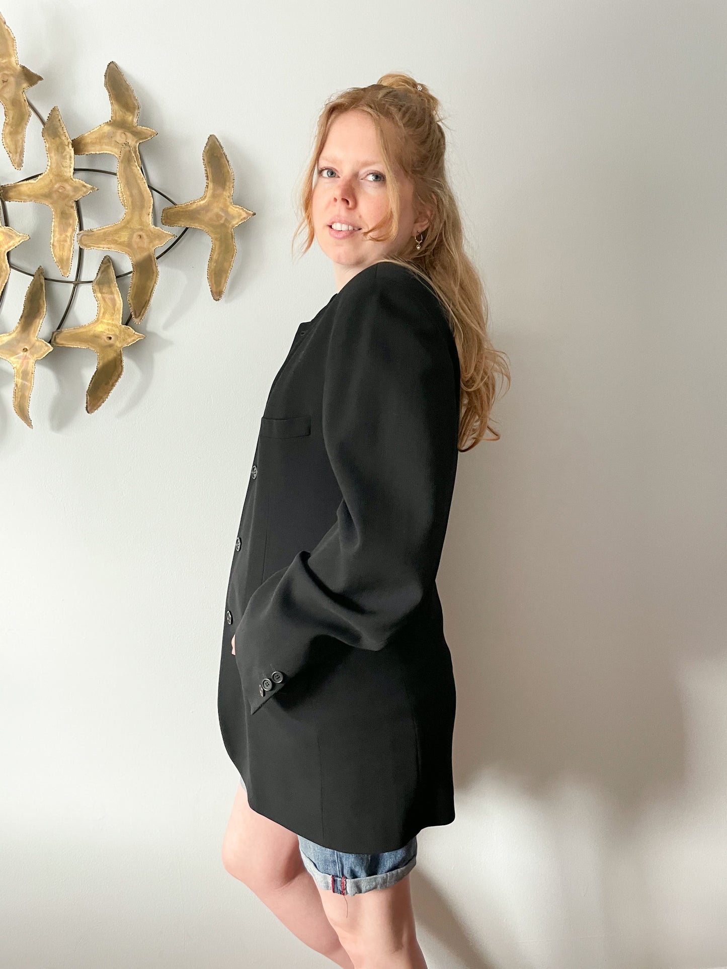 Caramelo Black Long Suit Blazer - Extra Large