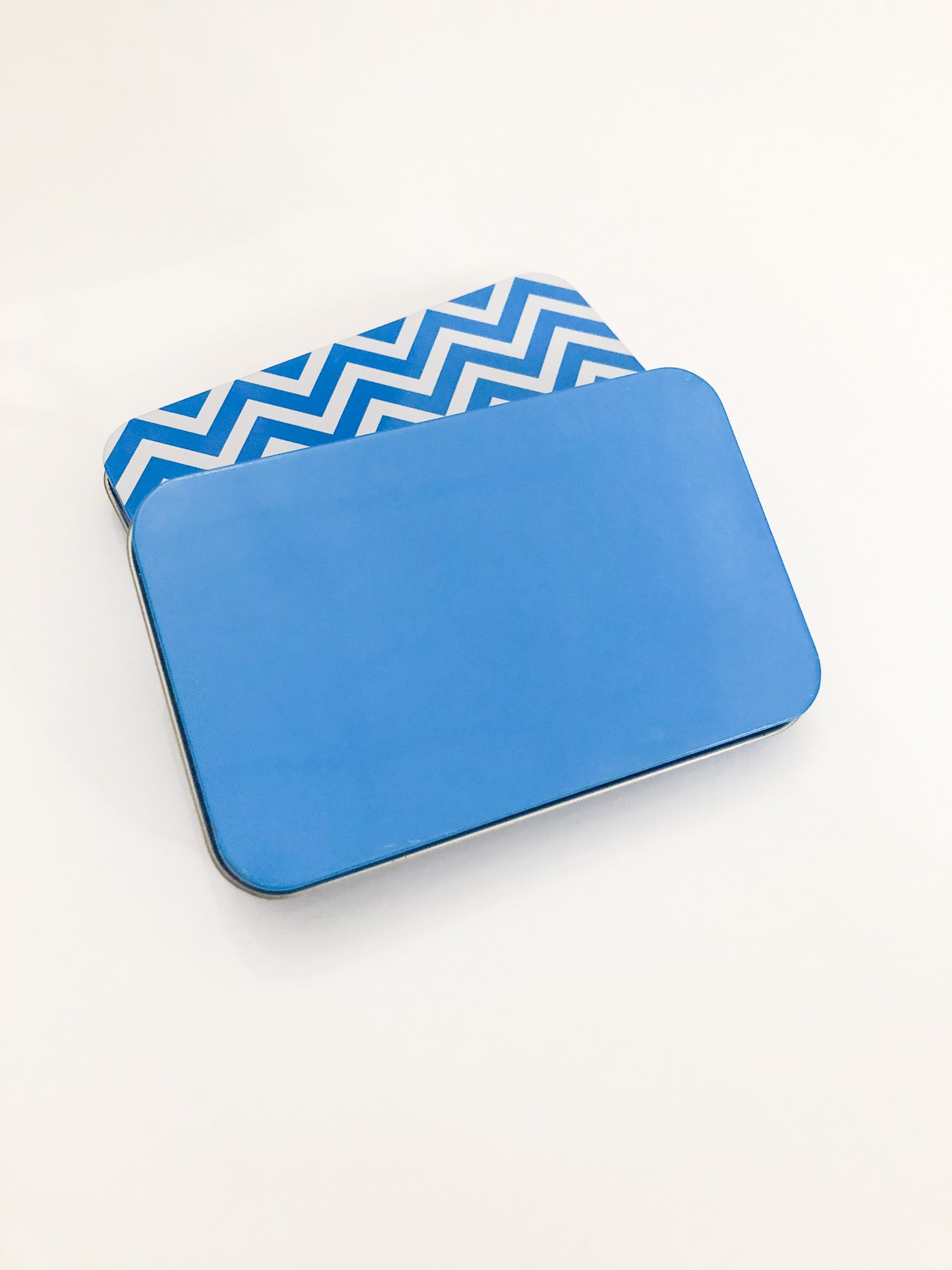 Blue Chevron Metal Gift Card Box