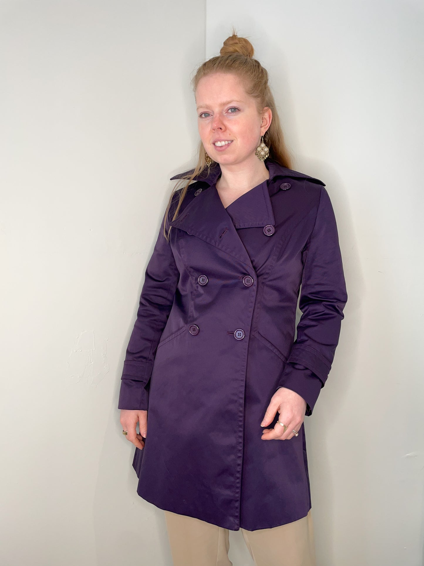 Marc Jacobs Deep Purple Satin A-Line Trench Coat - Size 2