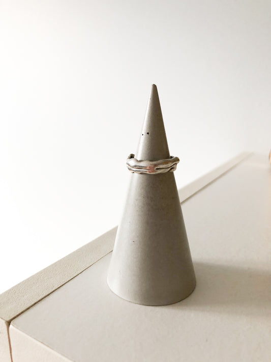 Handcrafted Grey Concrete Ring Storage Display Cone