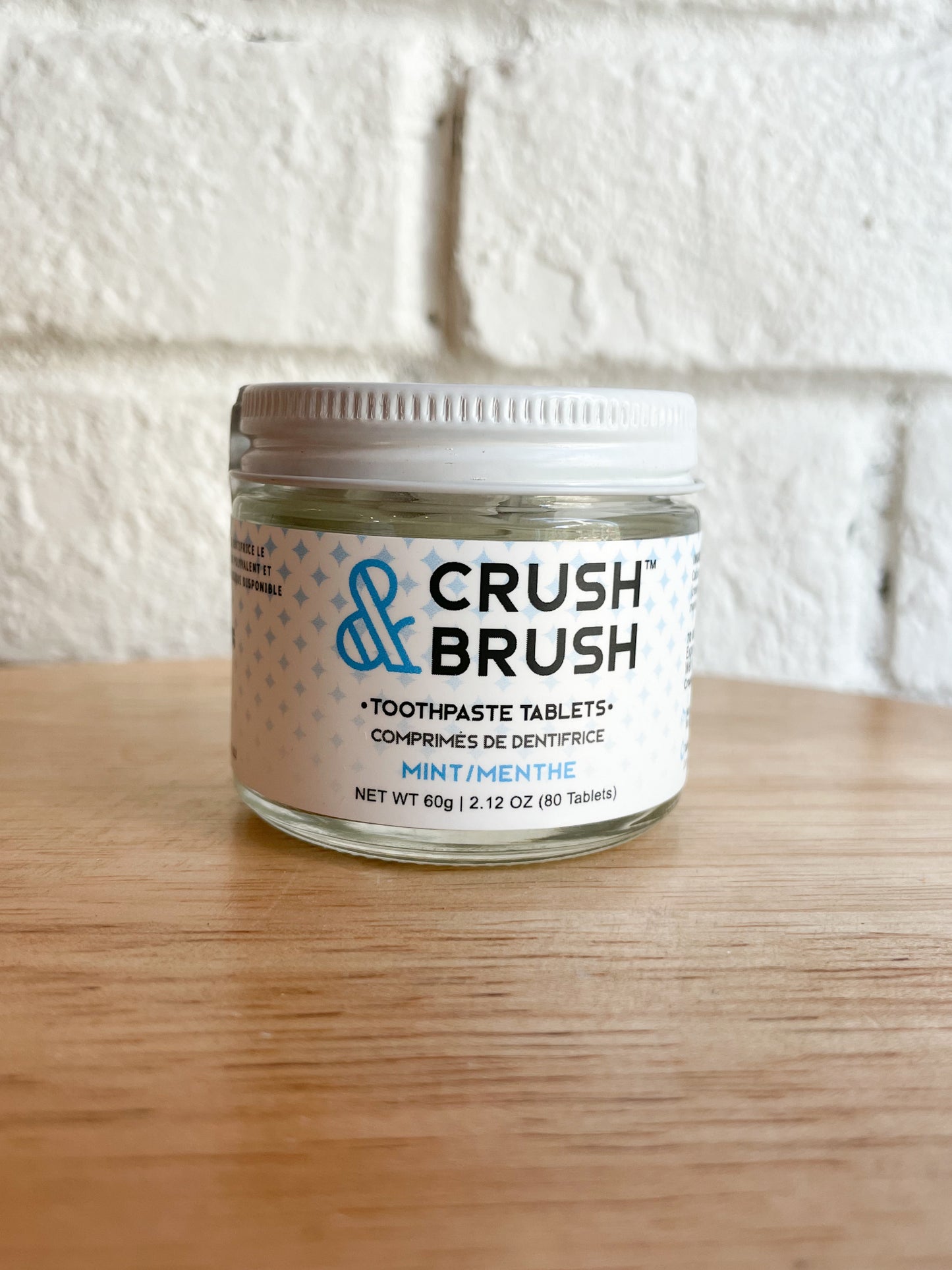 Crush & Brush Toothpaste Tablets in Glass Jar - MINT - 80 Tablets