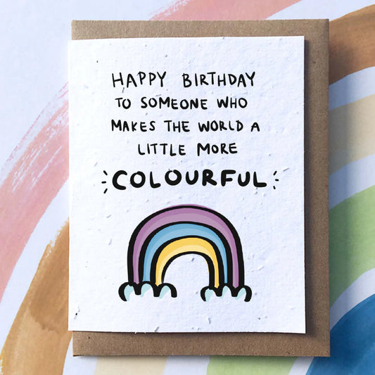 Colourful Rainbow Birthday Plantable Pun Greeting Card