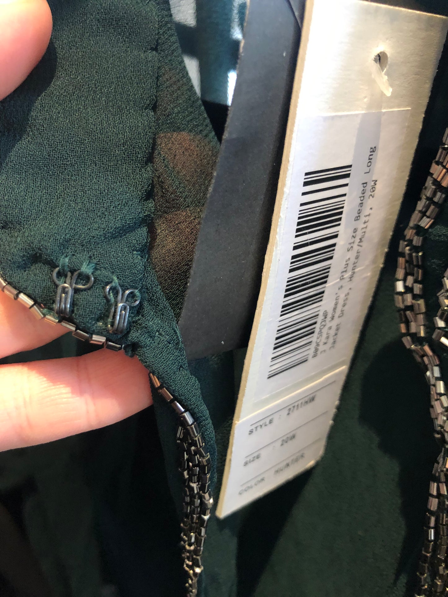 Jkara Hunter Green Beaded Sheer Jacket NWT - Size 20