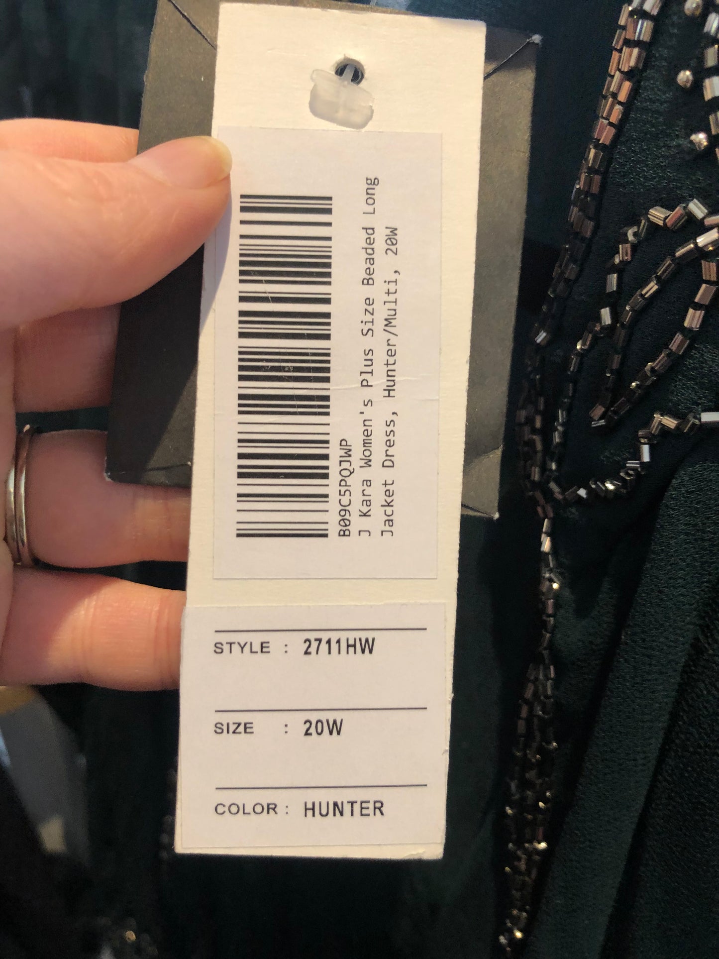 Jkara Hunter Green Beaded Sheer Jacket NWT - Size 20