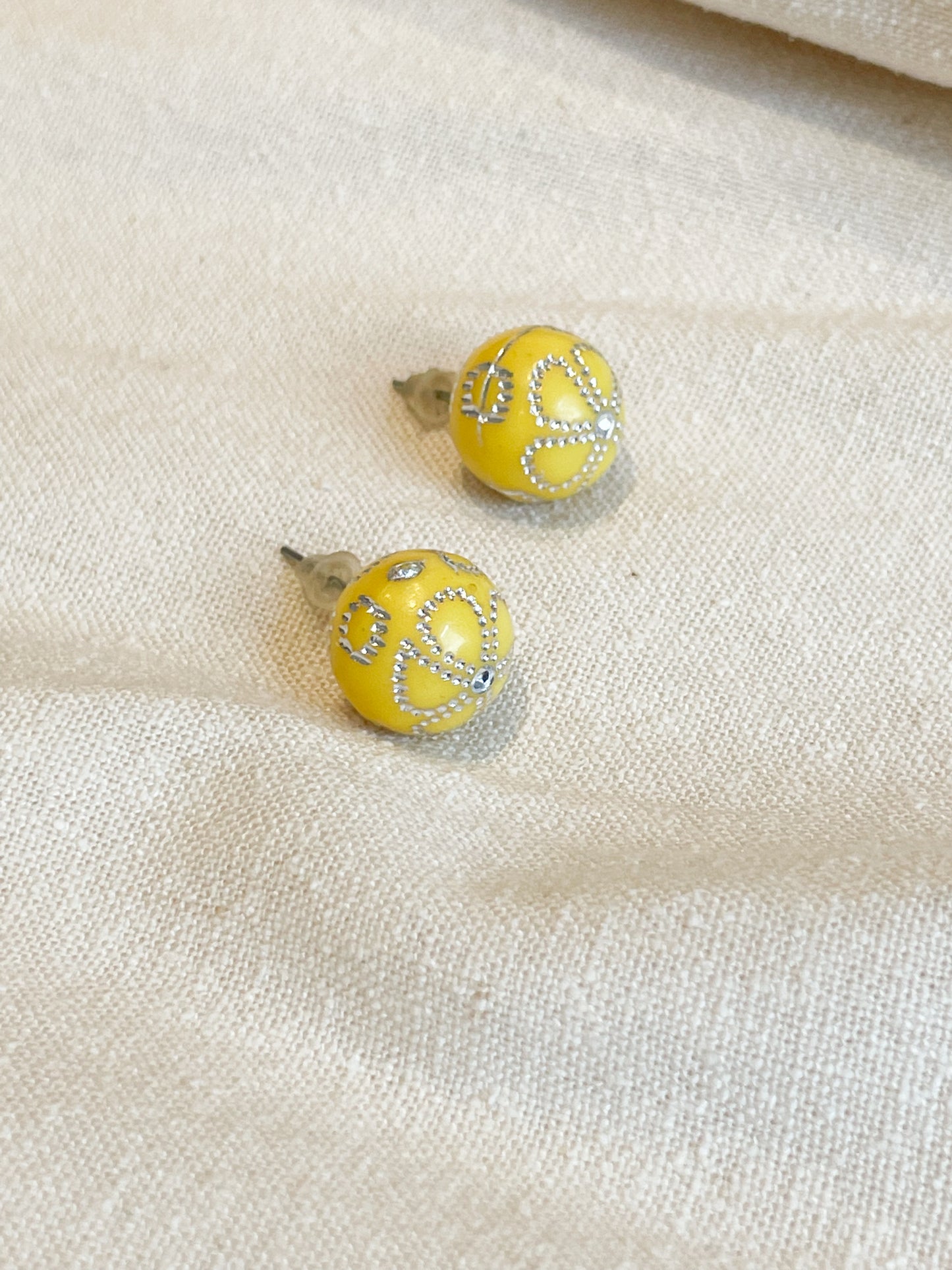 Yellow Flower Stud Earrings