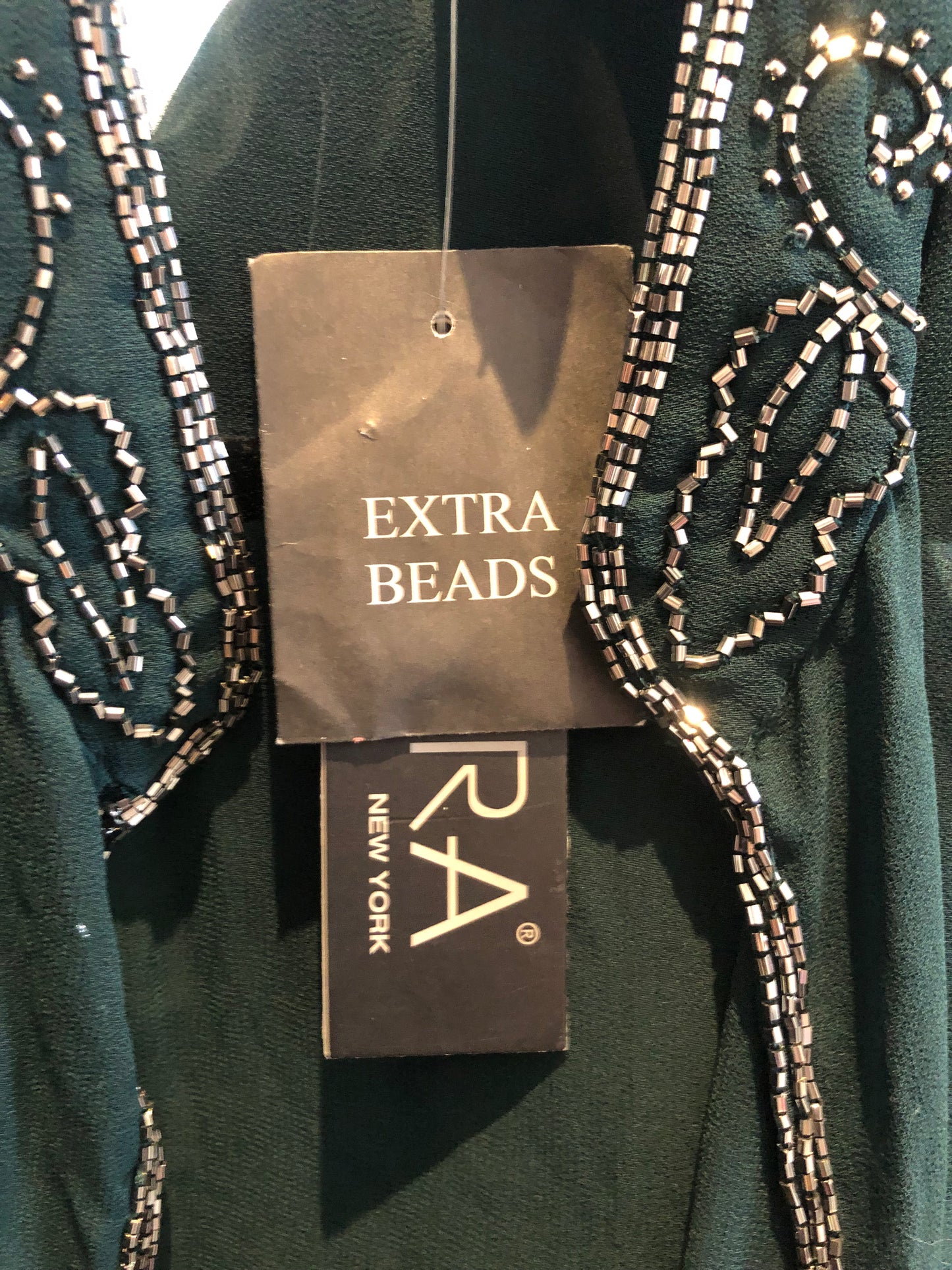 Jkara Hunter Green Beaded Sheer Jacket NWT - Size 20