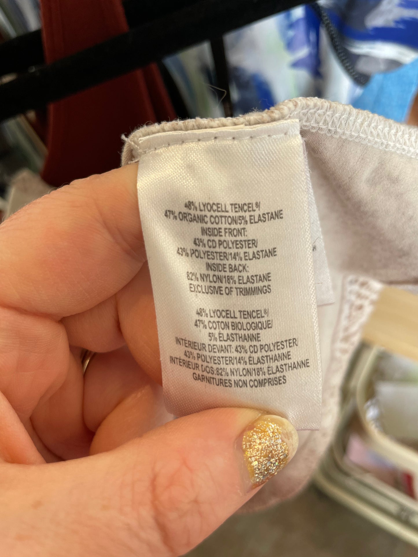 Lole Brown Beige Printed Criss Cross Lyocell Cotton Top with Built in Sports Bra - Small