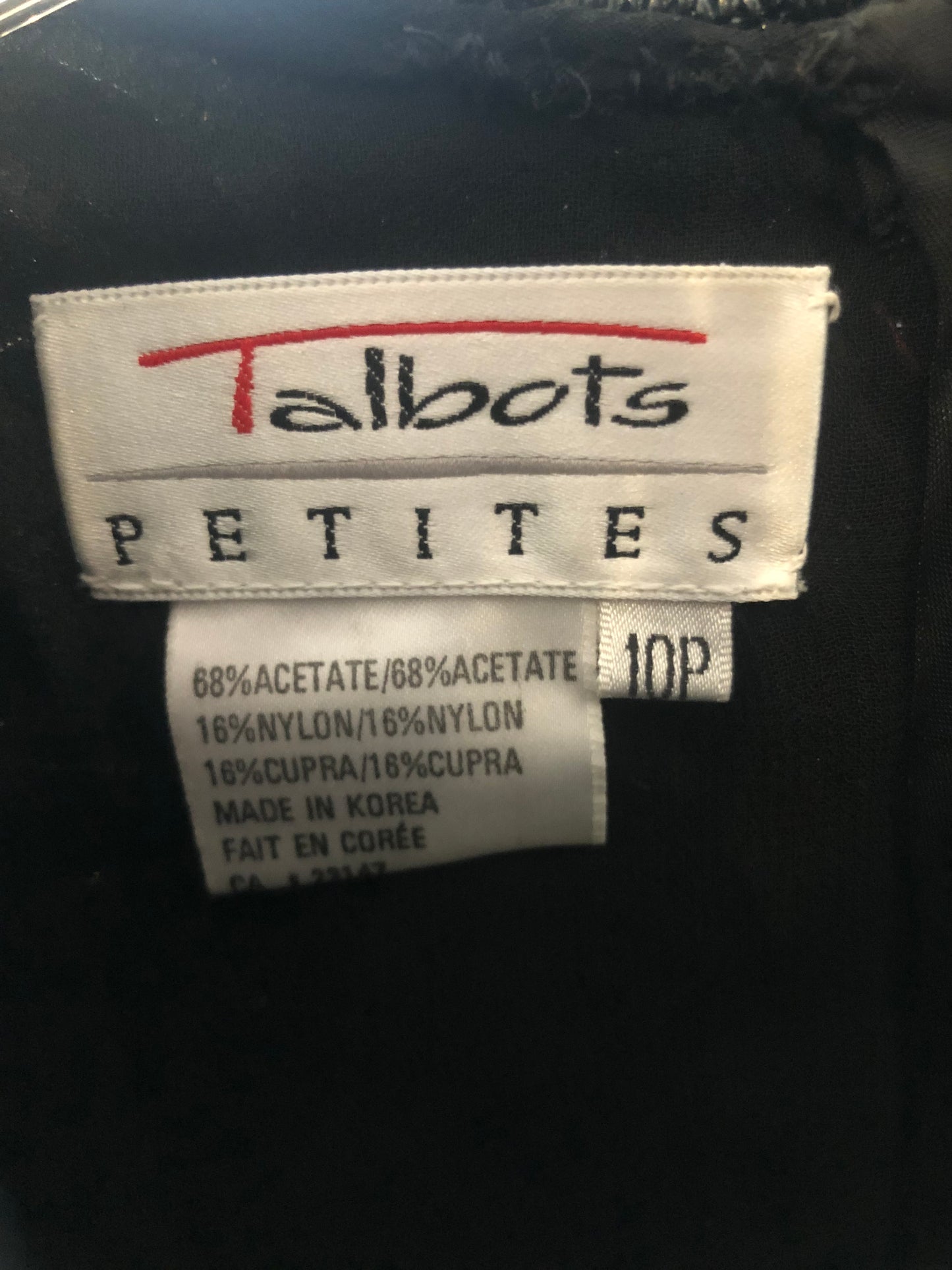 Talbots Black Velvet Sequin Neckline Sheath Dress - Size 10 Petite