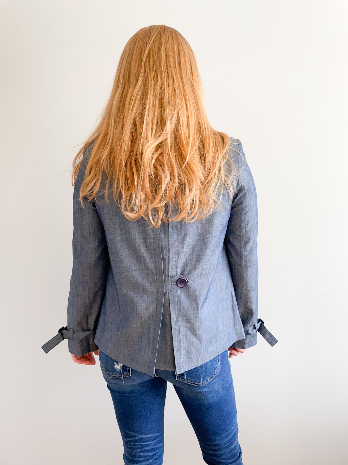 Spanner Blue Tencel Cotton Chambray Blazer Jacket - Small