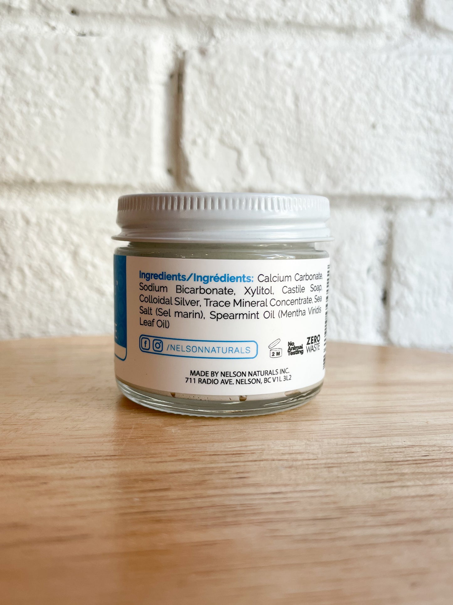 Nelson Naturals Spearmint Toothpaste in Glass Jar - 93g/3.3oz