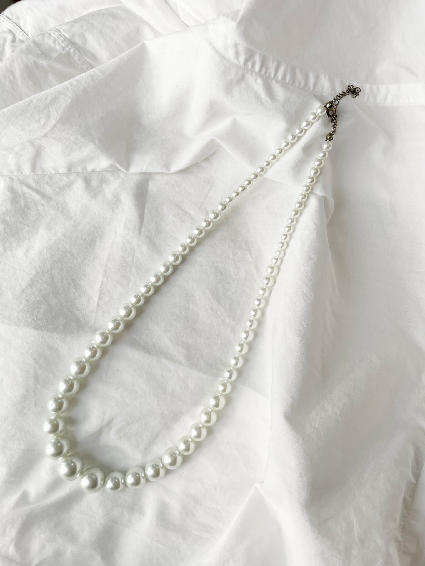 Graduated Faux Pearl Long Necklace