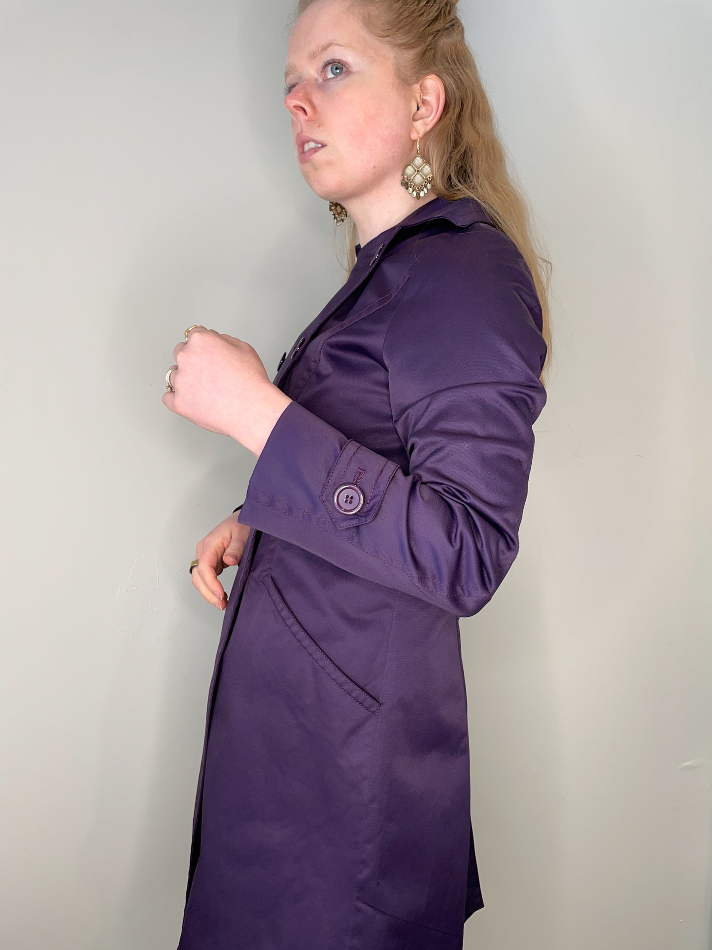 Marc Jacobs Deep Purple Satin A-Line Trench Coat - Size 2