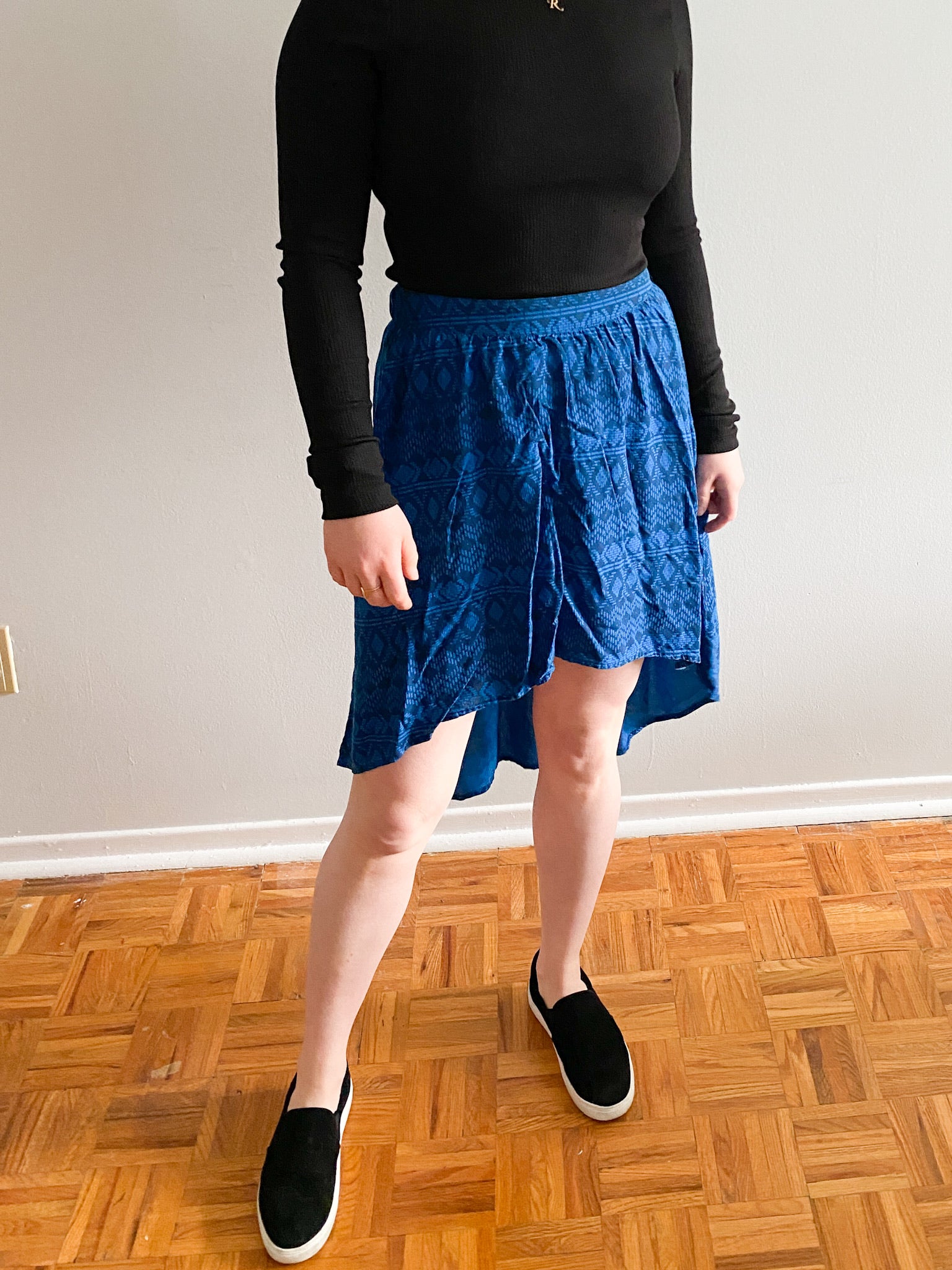 Mossimo Supply Co. Blue Ikat Hi-Low High Waist Skirt - Small