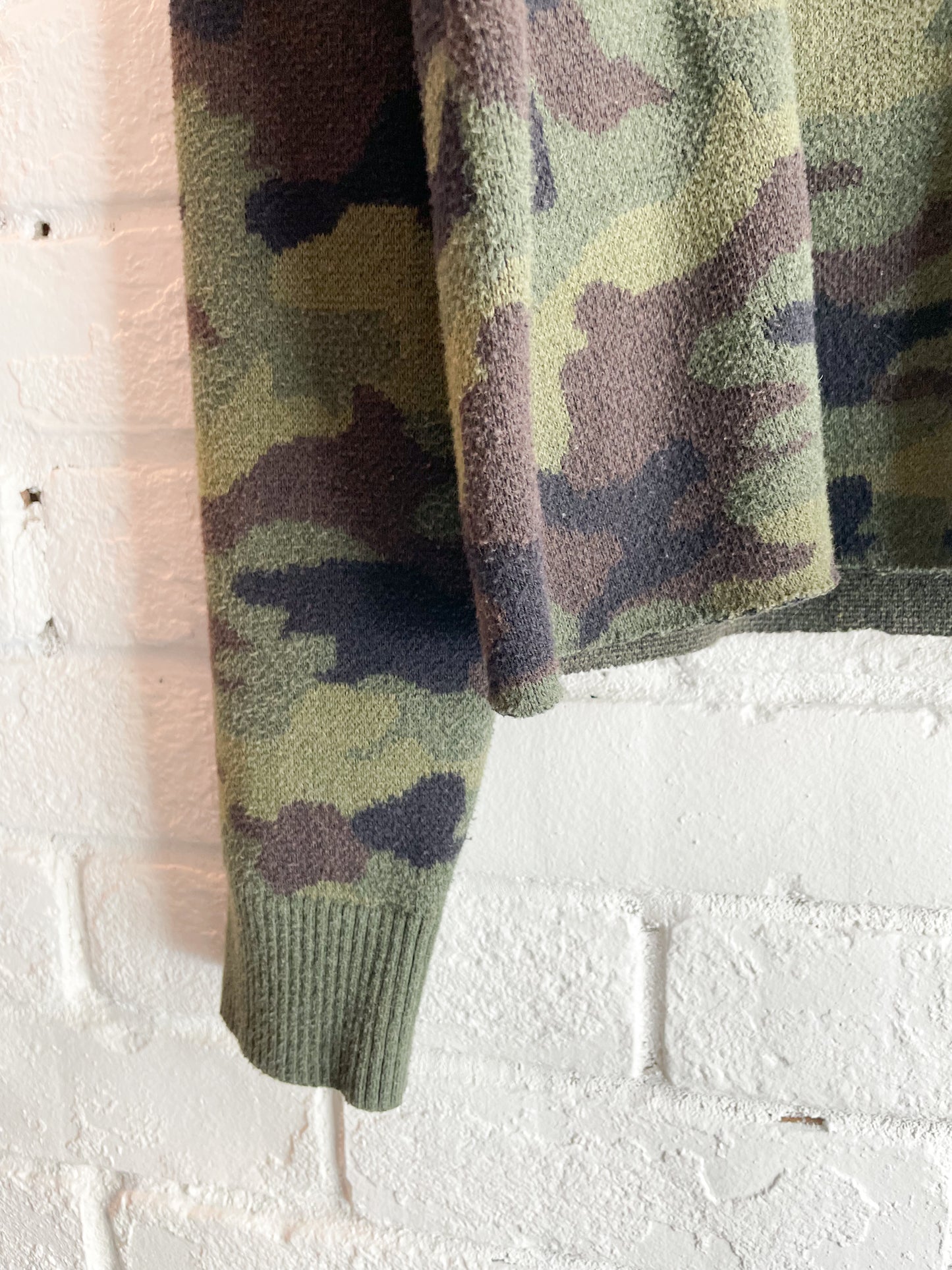 Green Camoflogue Upcycled Golden Mermaid Sweater - Large