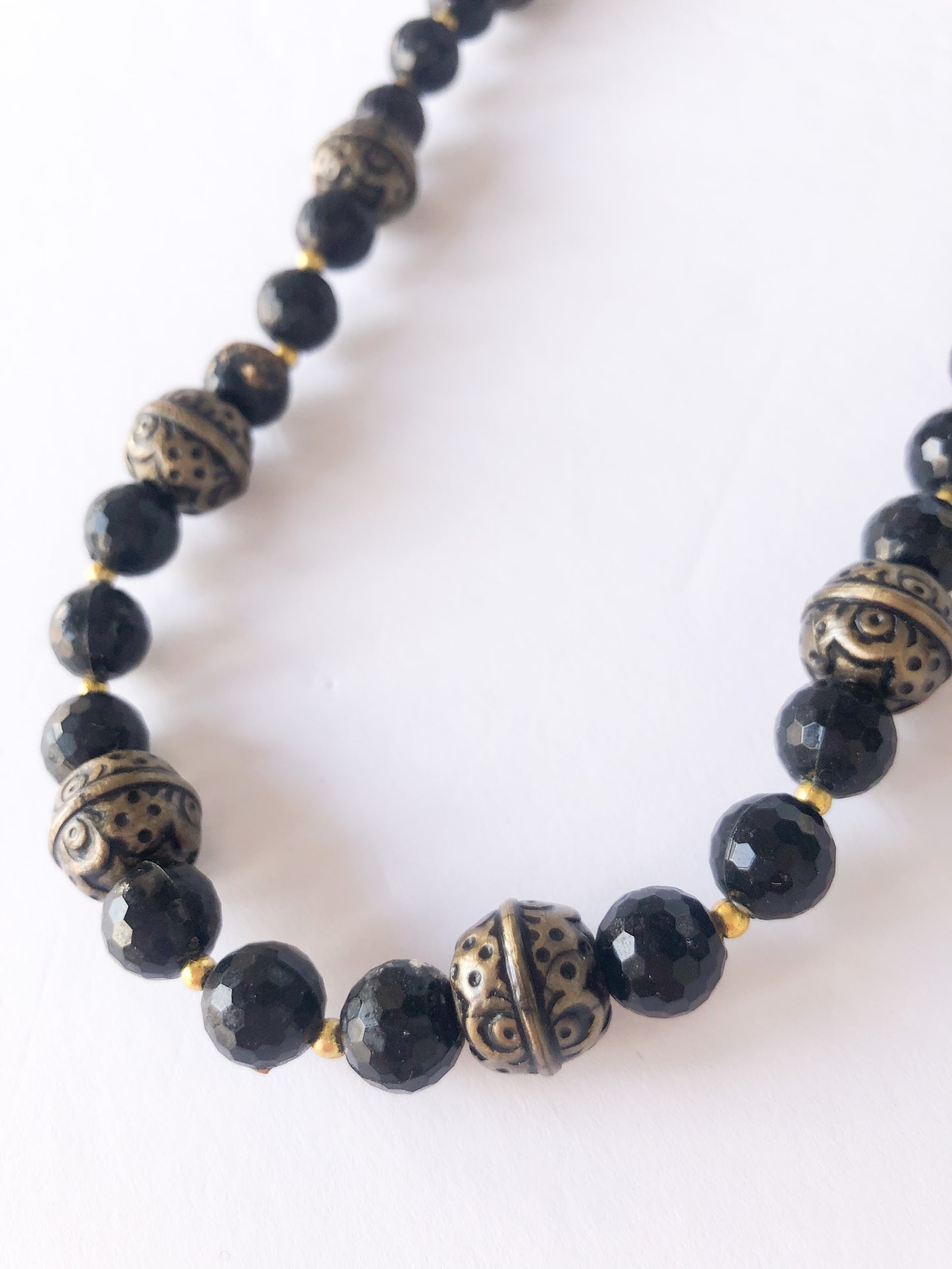 Black Bead Meditation Long Necklace