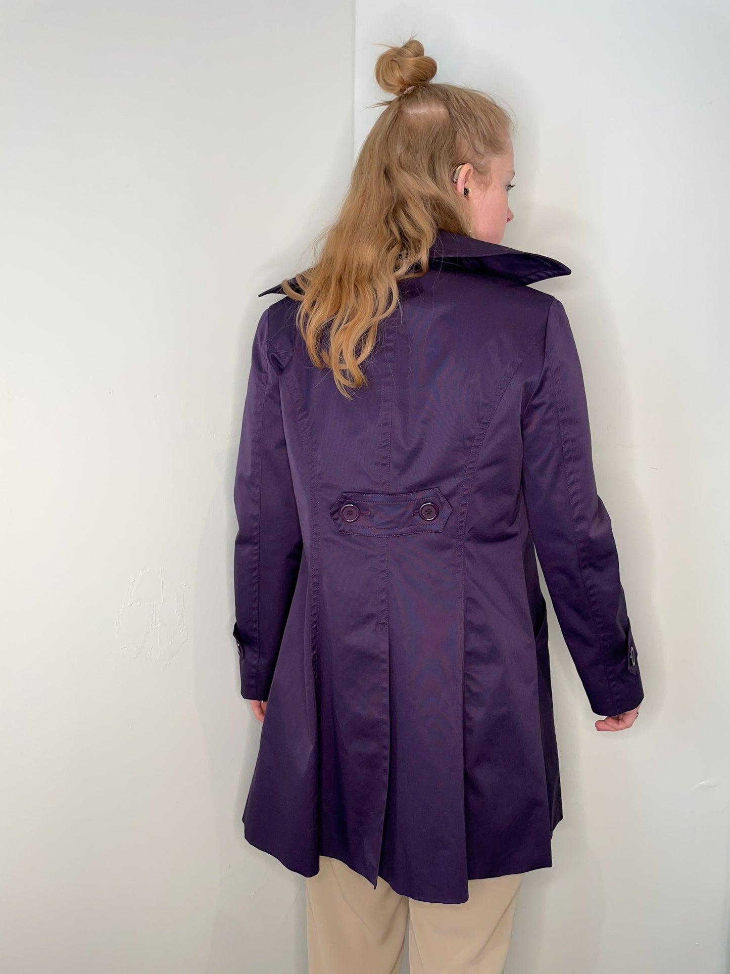 Marc Jacobs Deep Purple Satin A-Line Trench Coat - Size 2