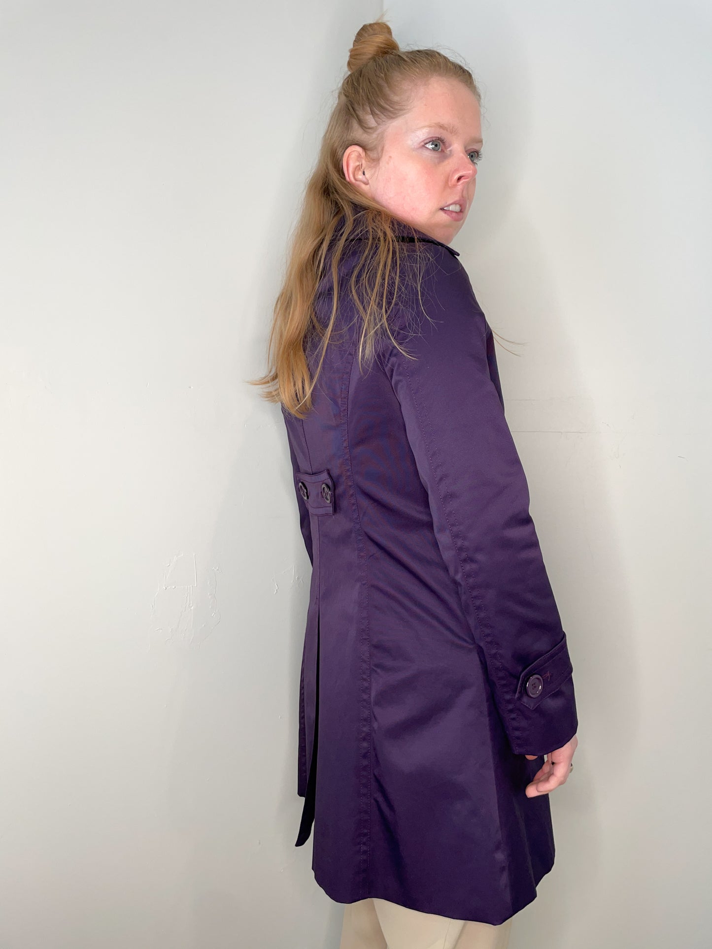 Marc Jacobs Deep Purple Satin A-Line Trench Coat - Size 2