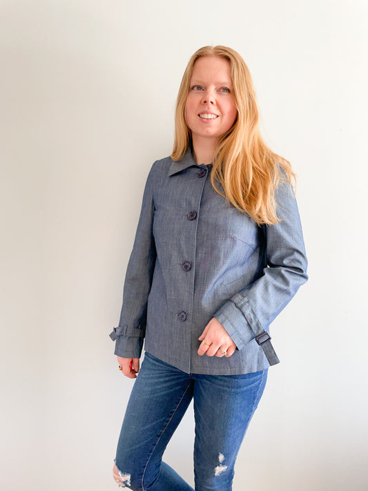 Spanner Blue Tencel Cotton Chambray Blazer Jacket - Small