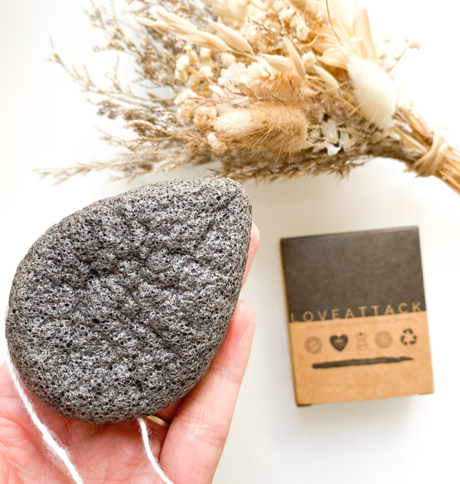 Charcoal Konjac Sponge - Organic, Vegan + Biodegradable
