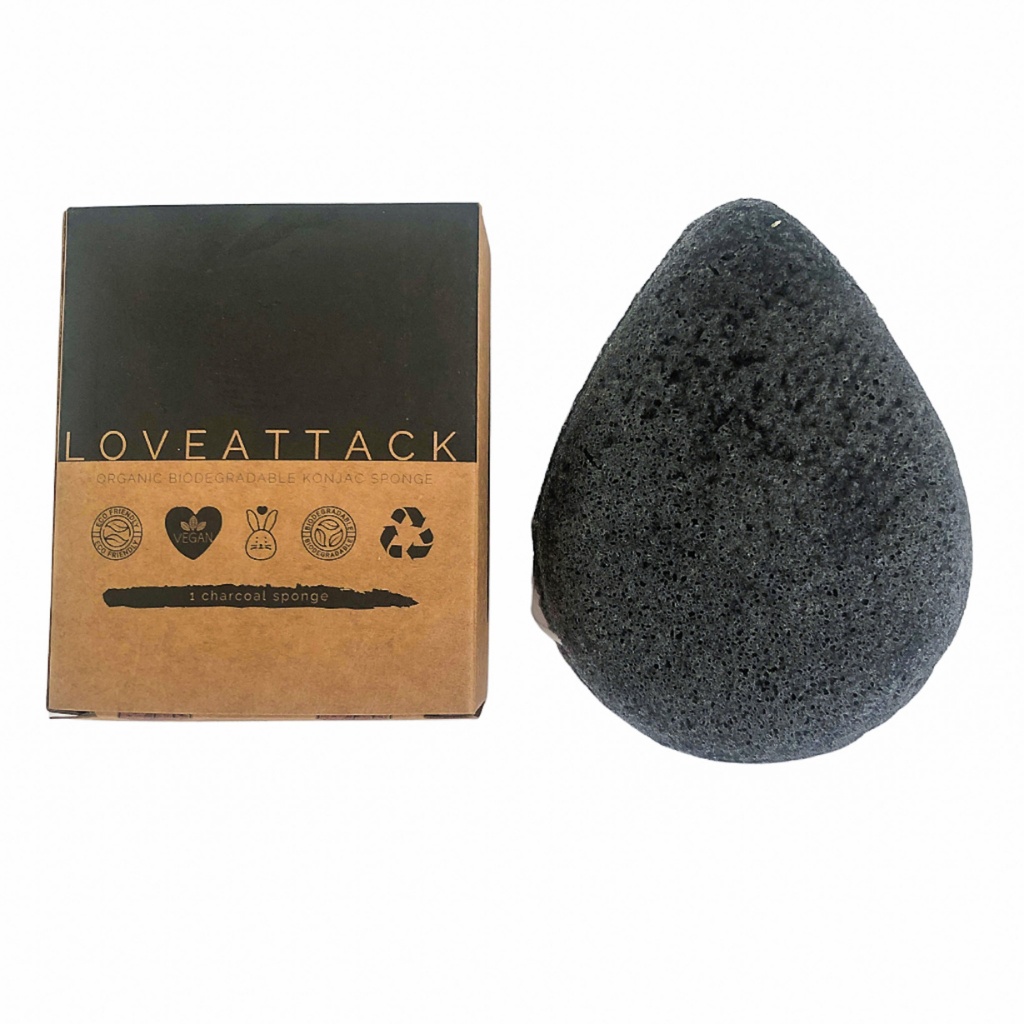 Charcoal Konjac Sponge - Organic, Vegan + Biodegradable