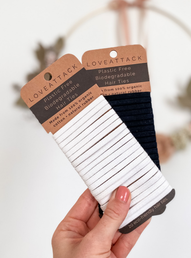 Plastic Free Biodegradable Hair Ties - 20 Pack - White
