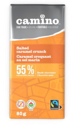Camino Organic & Fair Trade Salted Caramel Crunch Dark (55%) Chocolate Bar