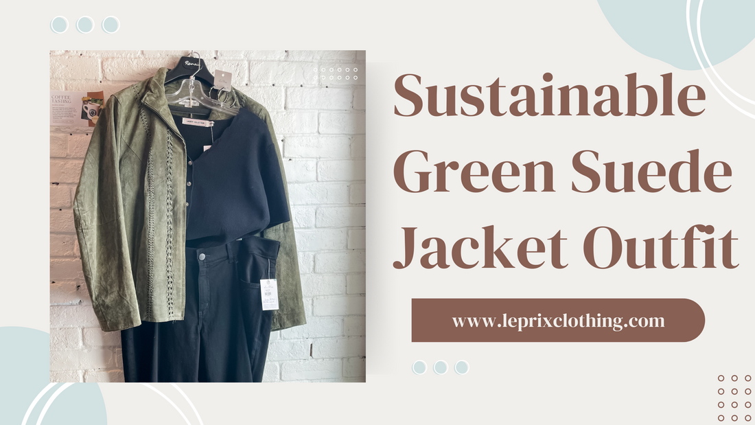 Sustainable Green Suede Jacket Outfit Inspiration - Size XL