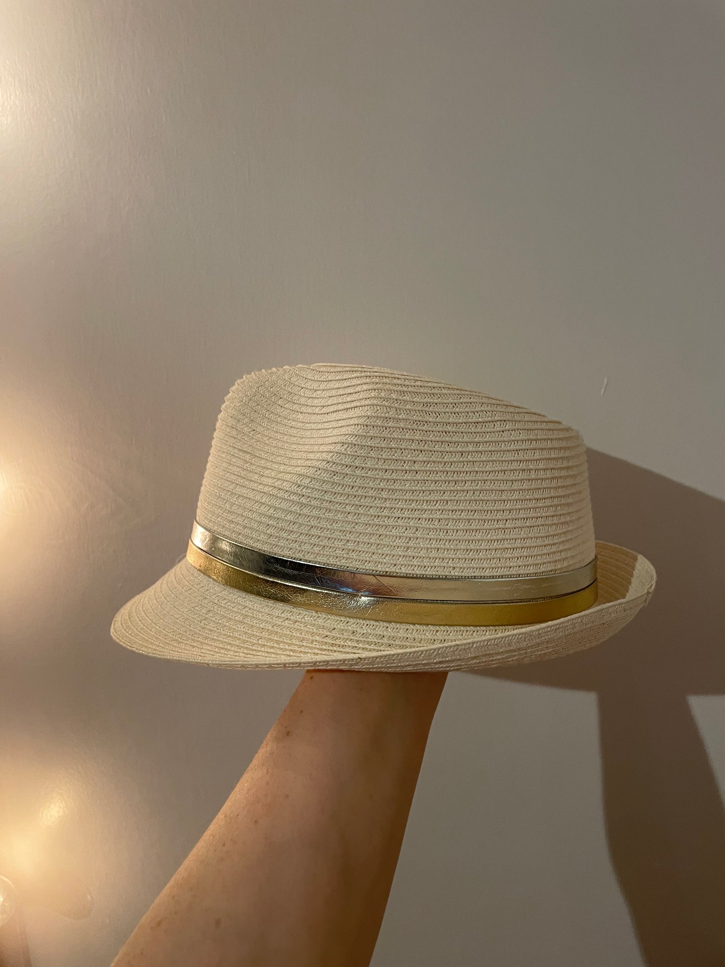 Sun ‘N’ Sand Ivory Metallic Fedora Sun Hat