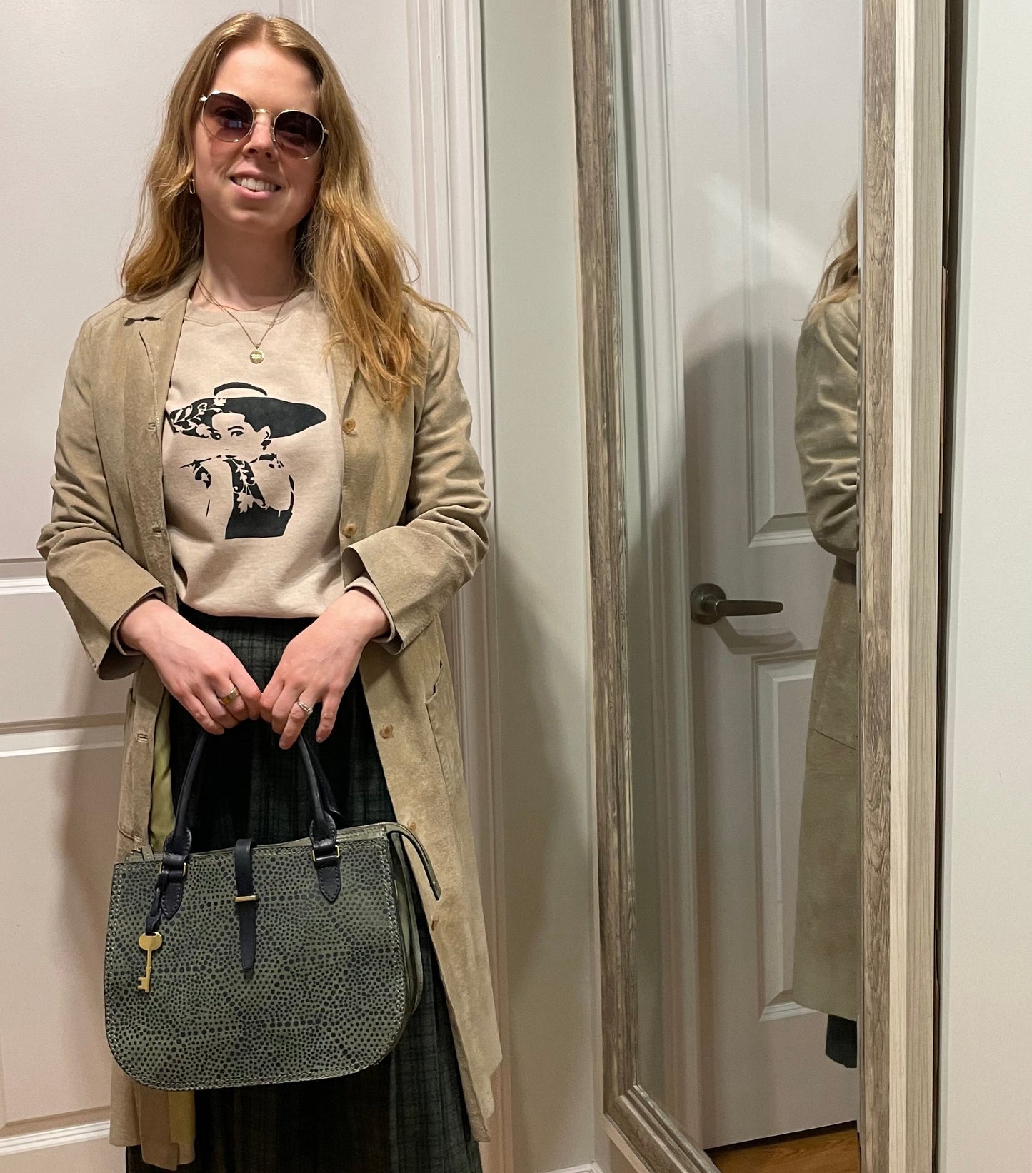 Fossil Olive Green Pebbled Leather Satchel Bag