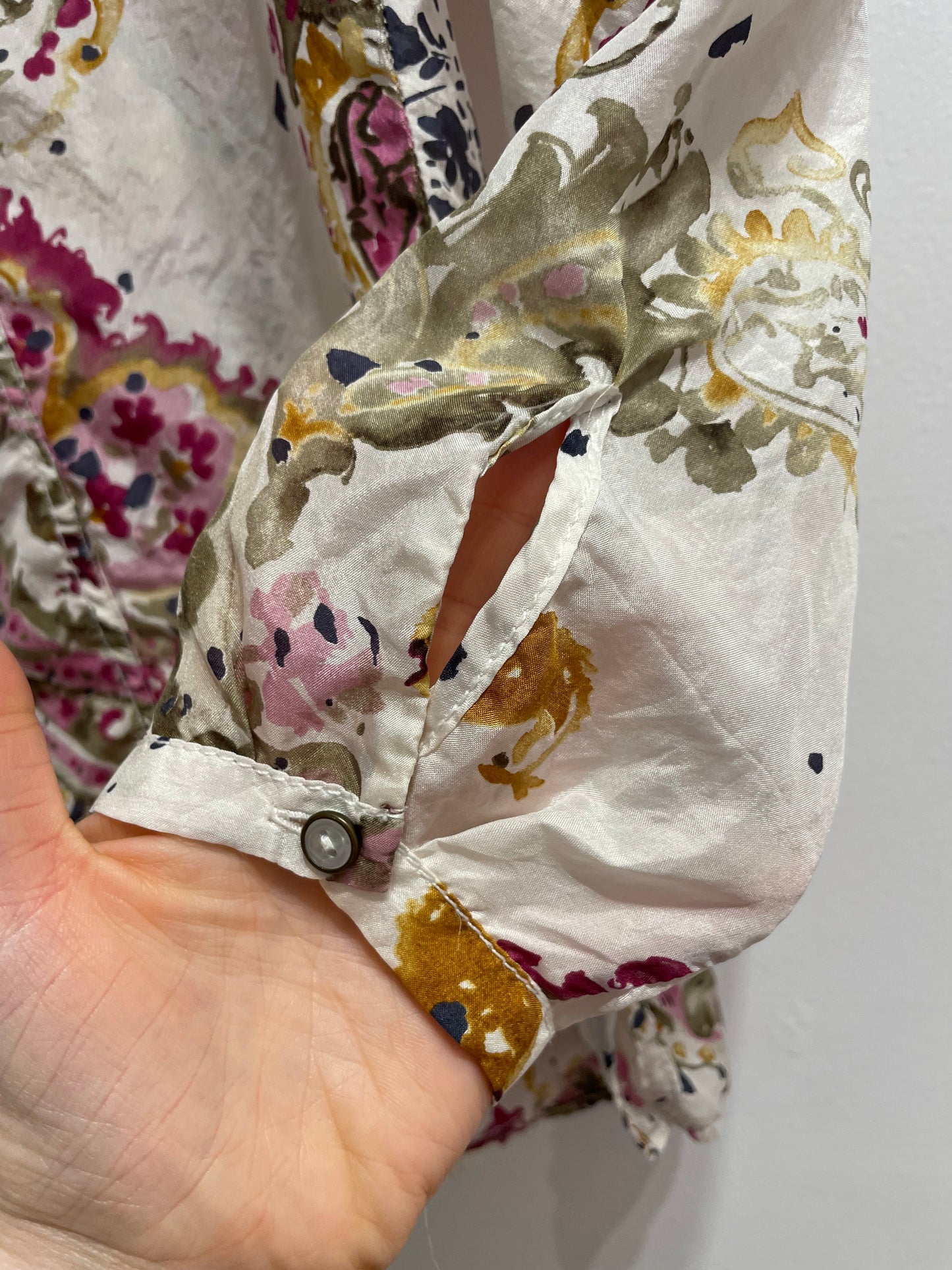 Massimo Dutti 100% Silk Multicolour Washed Paisley Blouse – Medium